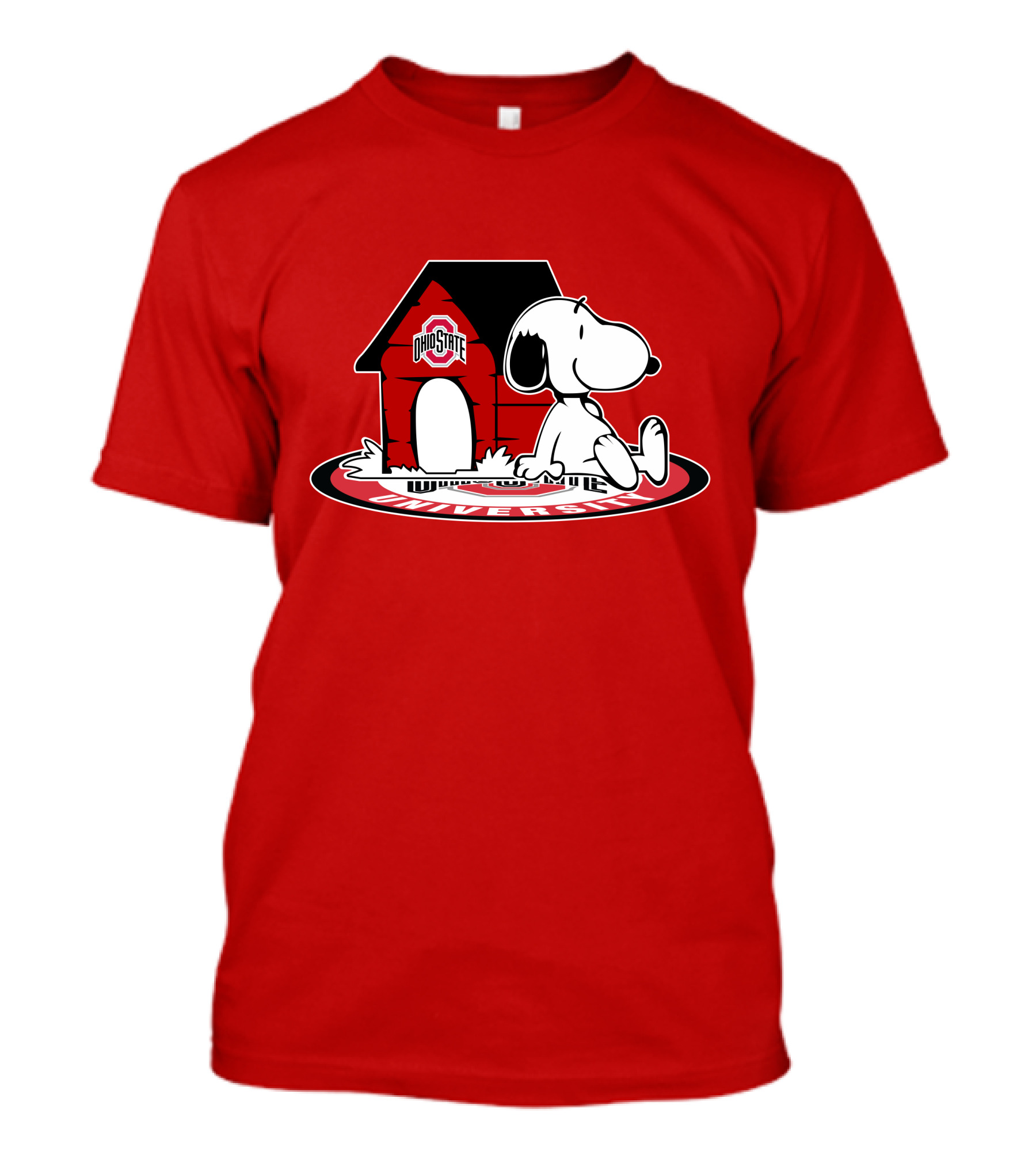 Ohio State Football Fan Now And Forever University Emblem With Snoopy Doghouse T-Shirt