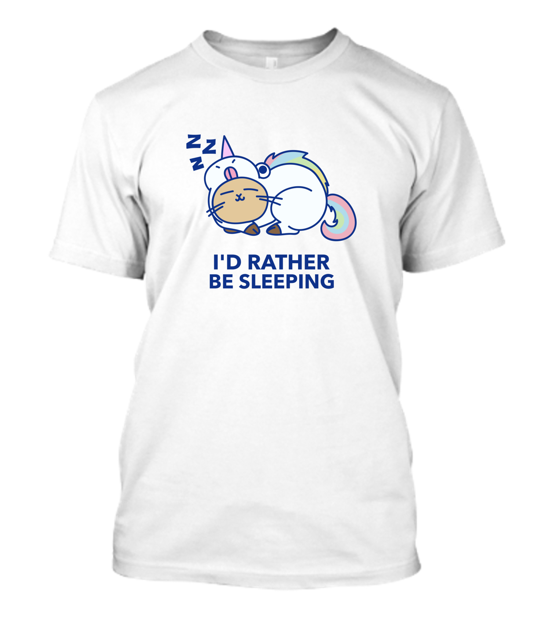 I'd Rather Be Sleeping Unicorn Cat ZZZ T-Shirt