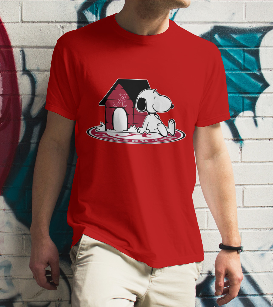Crimson Tide Snoopy At Alabama Doghouse Fan Forever T-Shirt