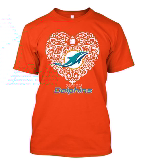 Love My Miami Dolphins Heart Football Theme T-Shirt