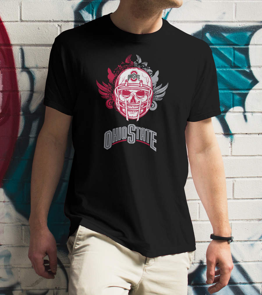 Ohio State Buckeyes Skull Helmet Art With Wings T-Shirt