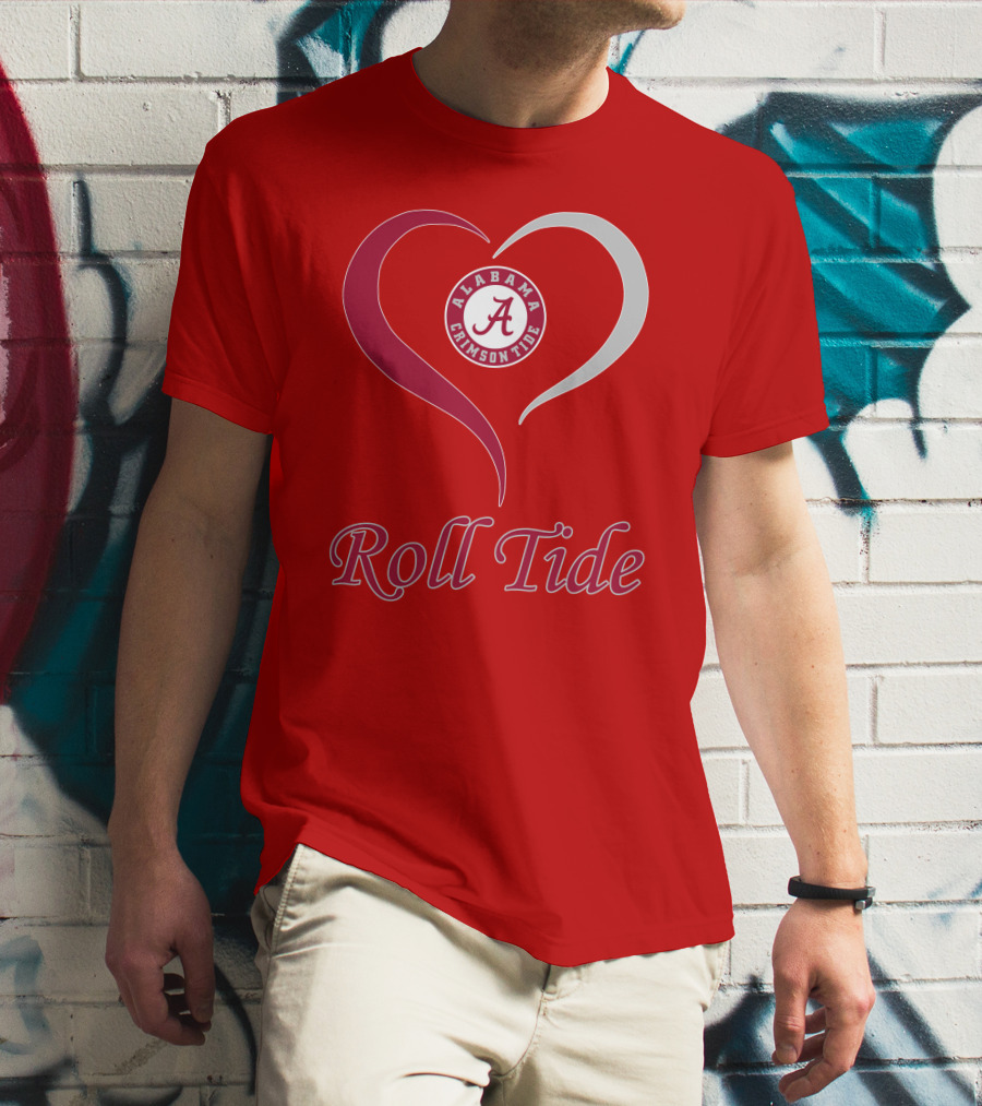 Alabama Crimson Tide Roll Tide Heart T-Shirt