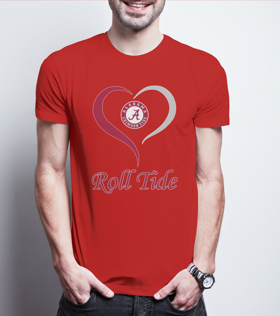 Alabama Crimson Tide Roll Tide Heart T-Shirt