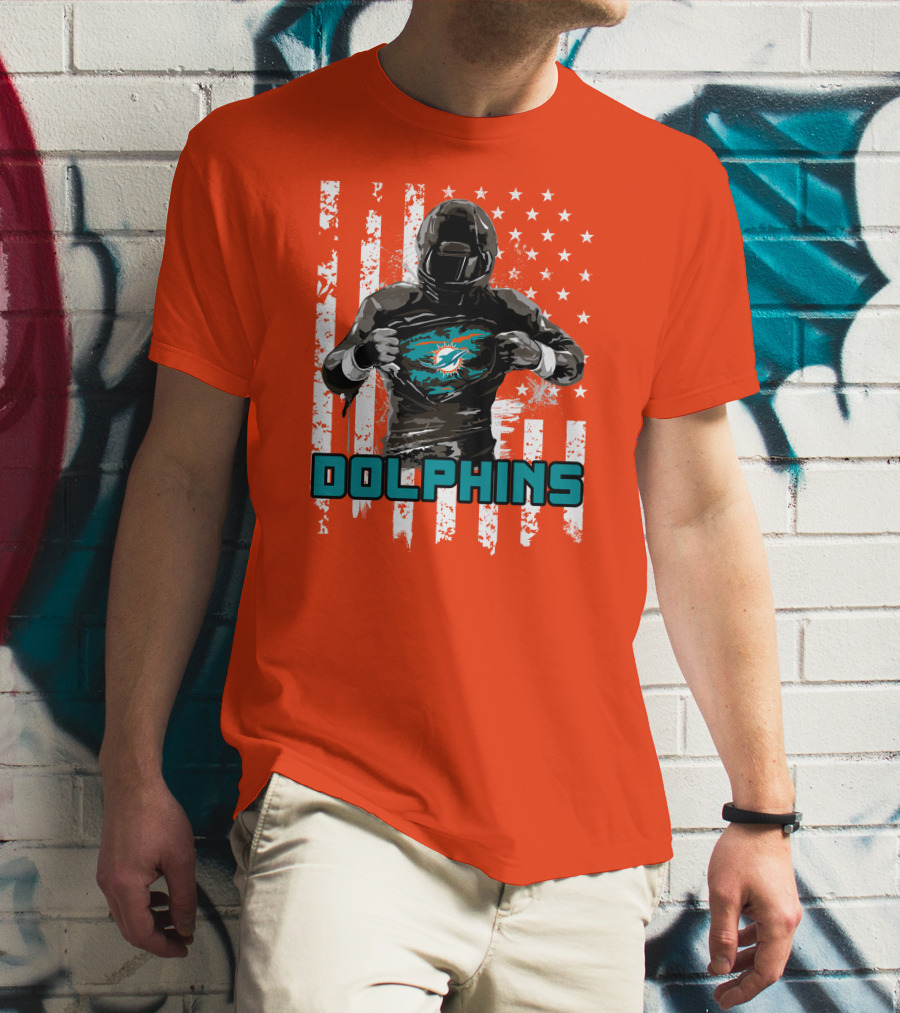Dolphins Superhero Unveiling Miami Pride Flag T-Shirt
