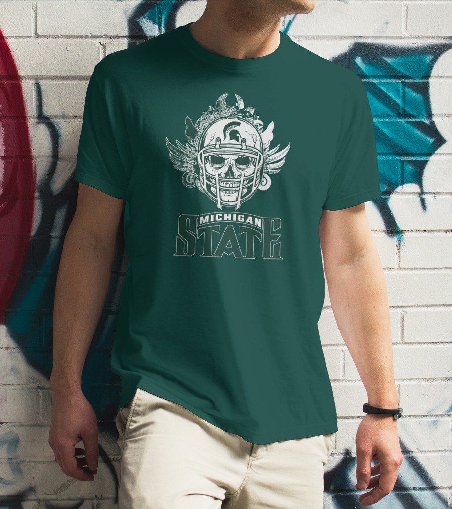 Michigan State Spartans Skull Helmet T-Shirt