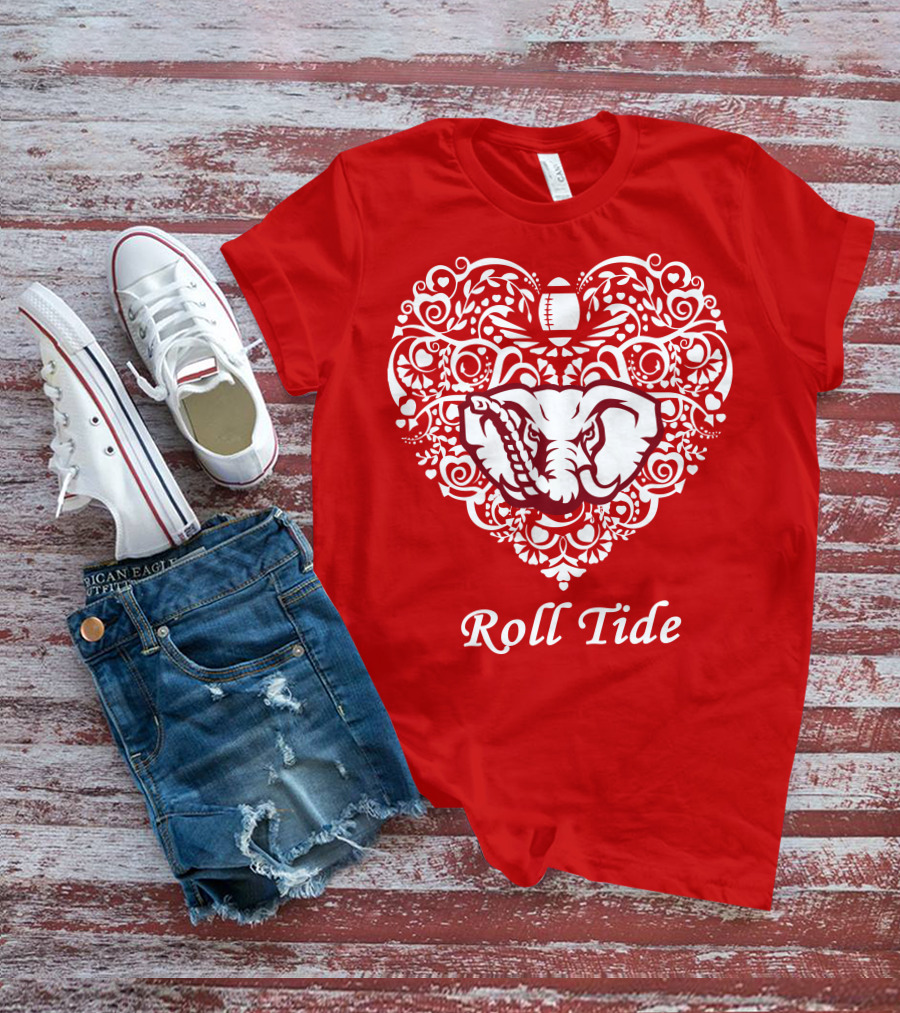 Roll Tide Alabama Crimson Tide Heart T-Shirt