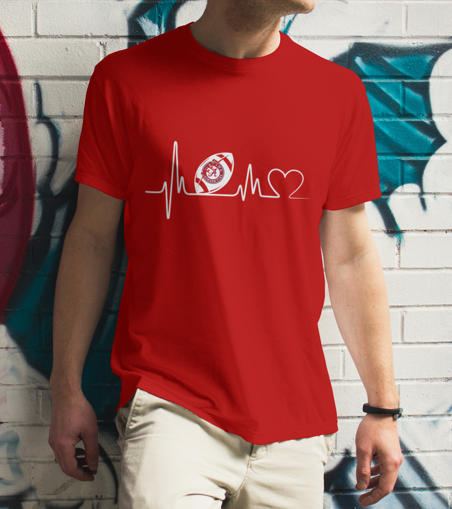 Alabama Crimson Tide Football Heartbeat Love T-Shirt