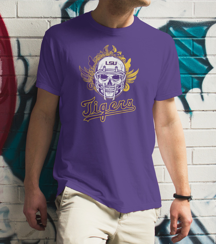 LSU Tigers Skull Helmet With Wings T-Shirt