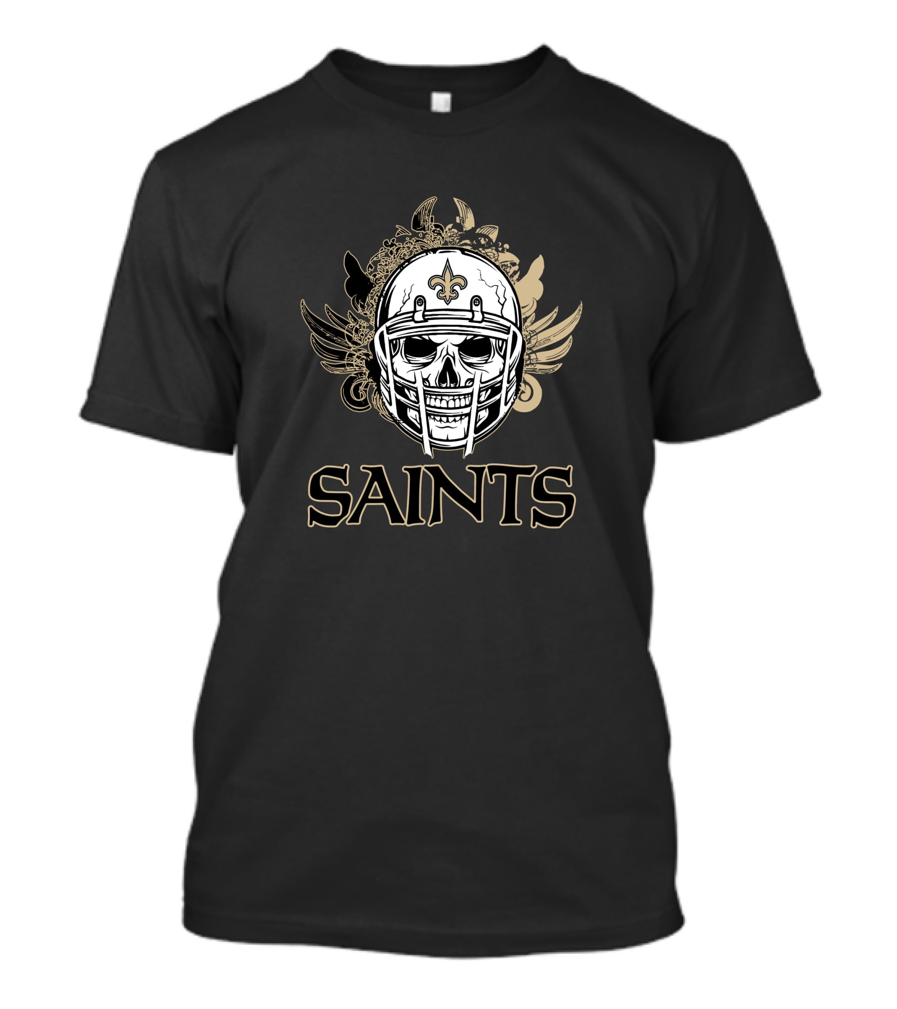 New Orleans Saints Skull Helmet Fleur-de-Lis Wings T-Shirt