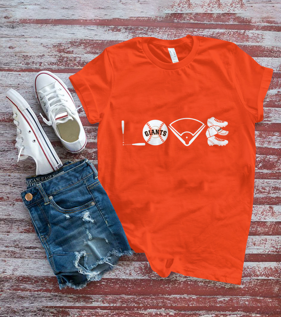 Love San Francisco Giants Baseball Giants Cleats Homeplate Bat T-Shirt