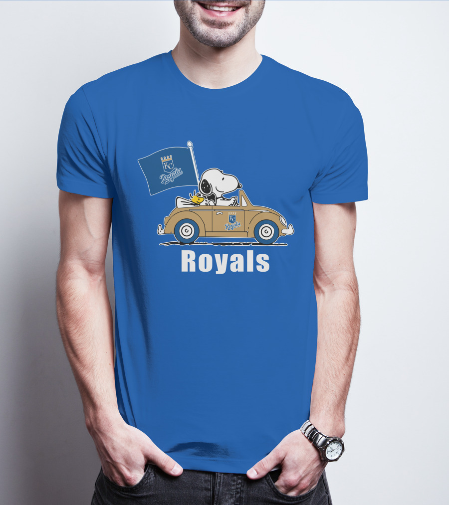 Royals Snoopy KC Royals Flag Peanuts Car T-Shirt