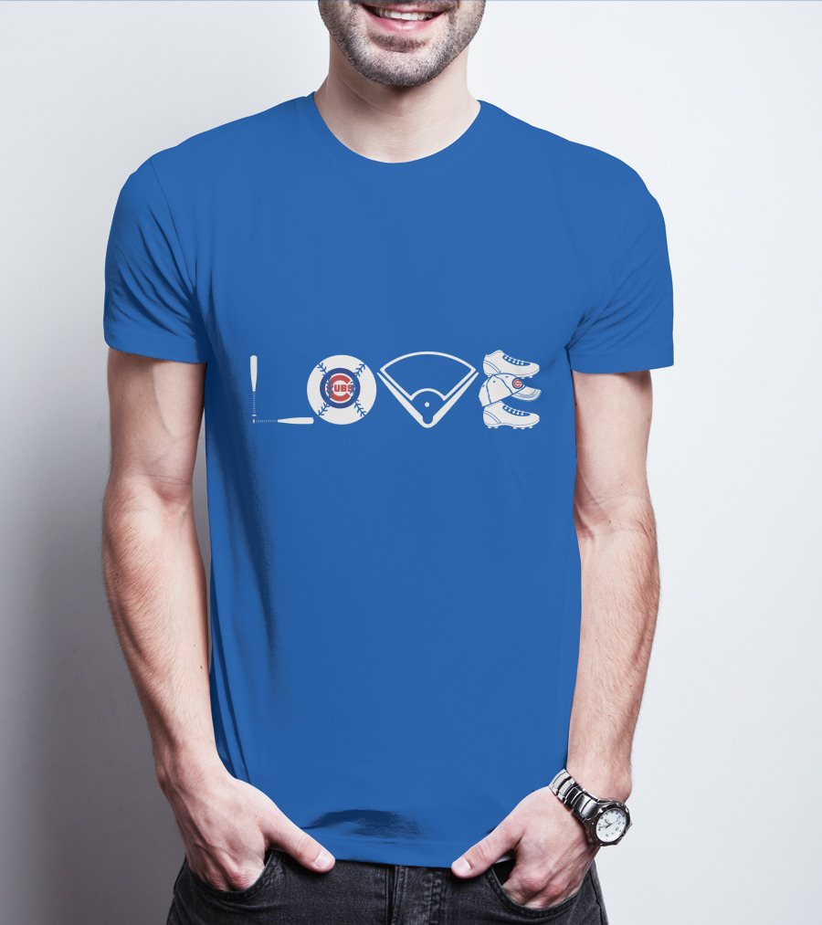 Love Cubs Baseball Field Bat Cleats T-Shirt
