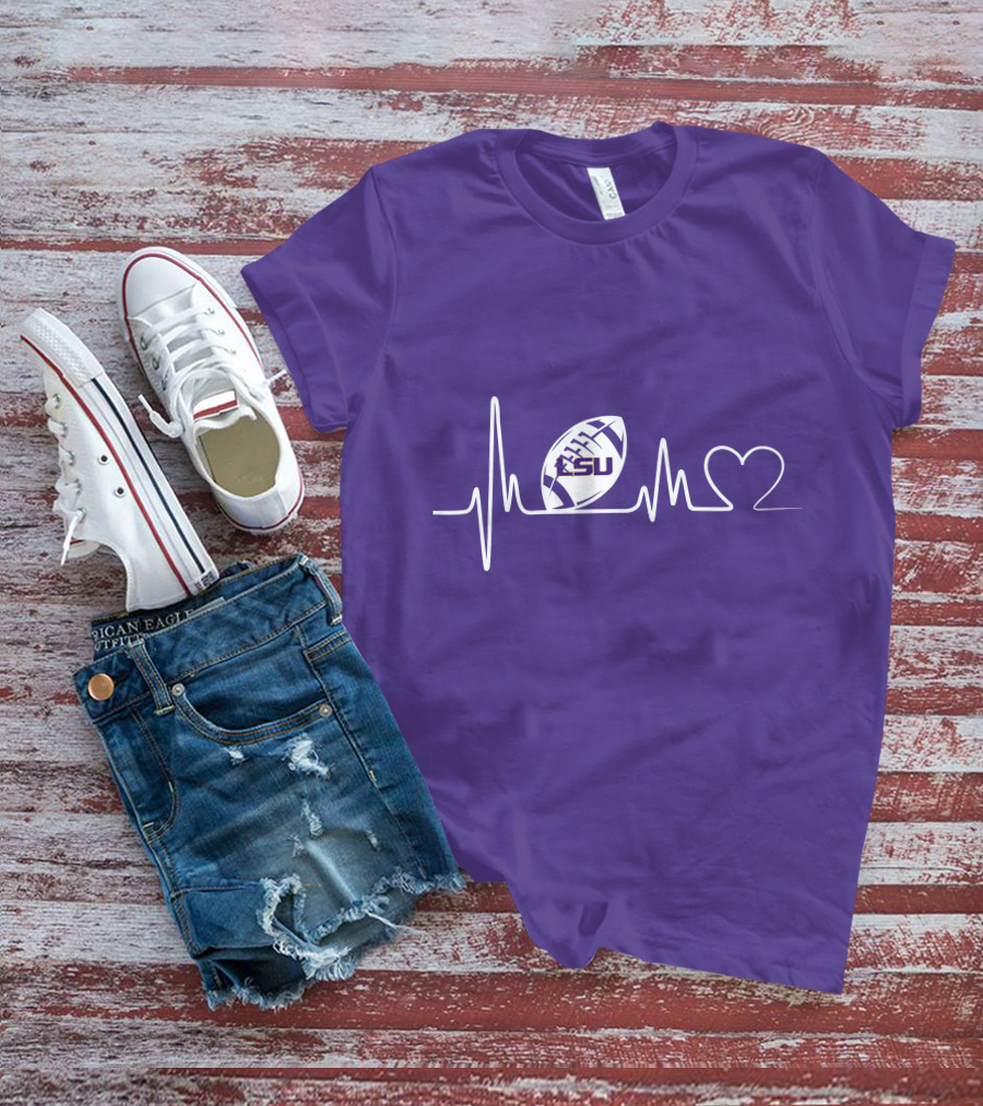 Lsu Tigers Heartbeat Football Pulse T-Shirt