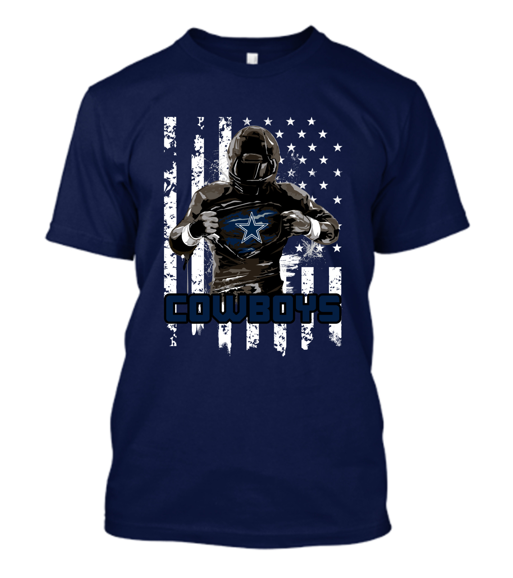 Cowboys Star Emblem On Player American Flag Background T-Shirt
