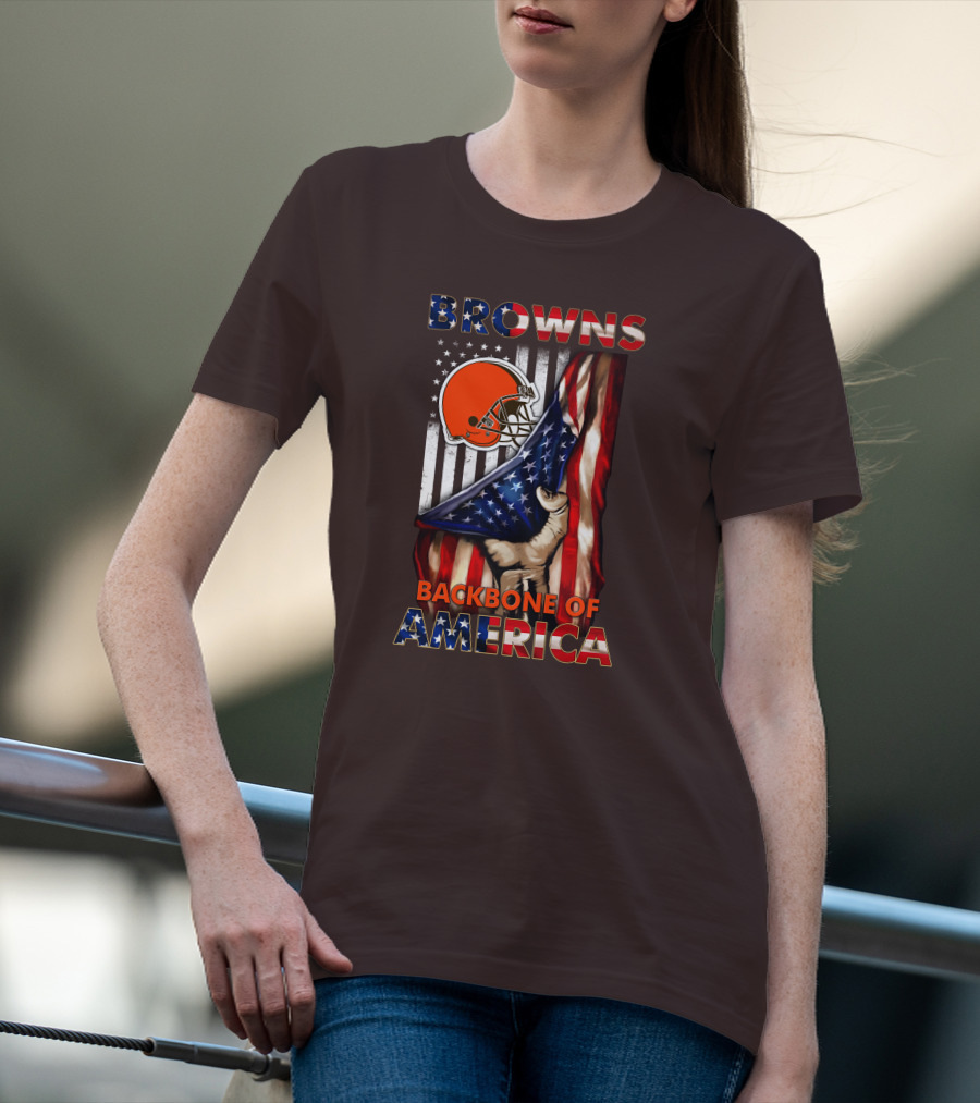 Browns Backbone Of America Cleveland Browns American Flag T-Shirt