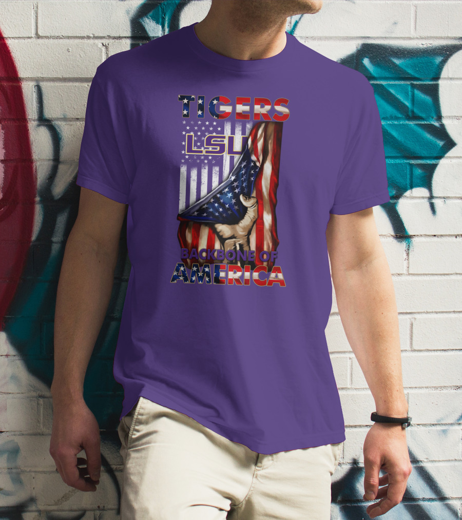 Lsu Tigers Backbone Of America Usa Flag T-Shirt