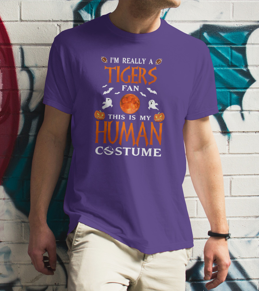I'm Really A Clemson Tigers Fan This Is My Human Costume T-Shirt