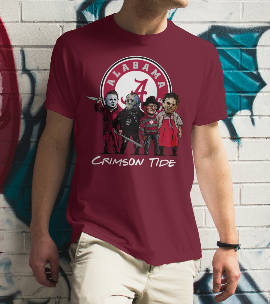 Alabama Crimson Tide Halloween The Slasher Squad Teams Freddy Jason Michael Myers T-Shirt