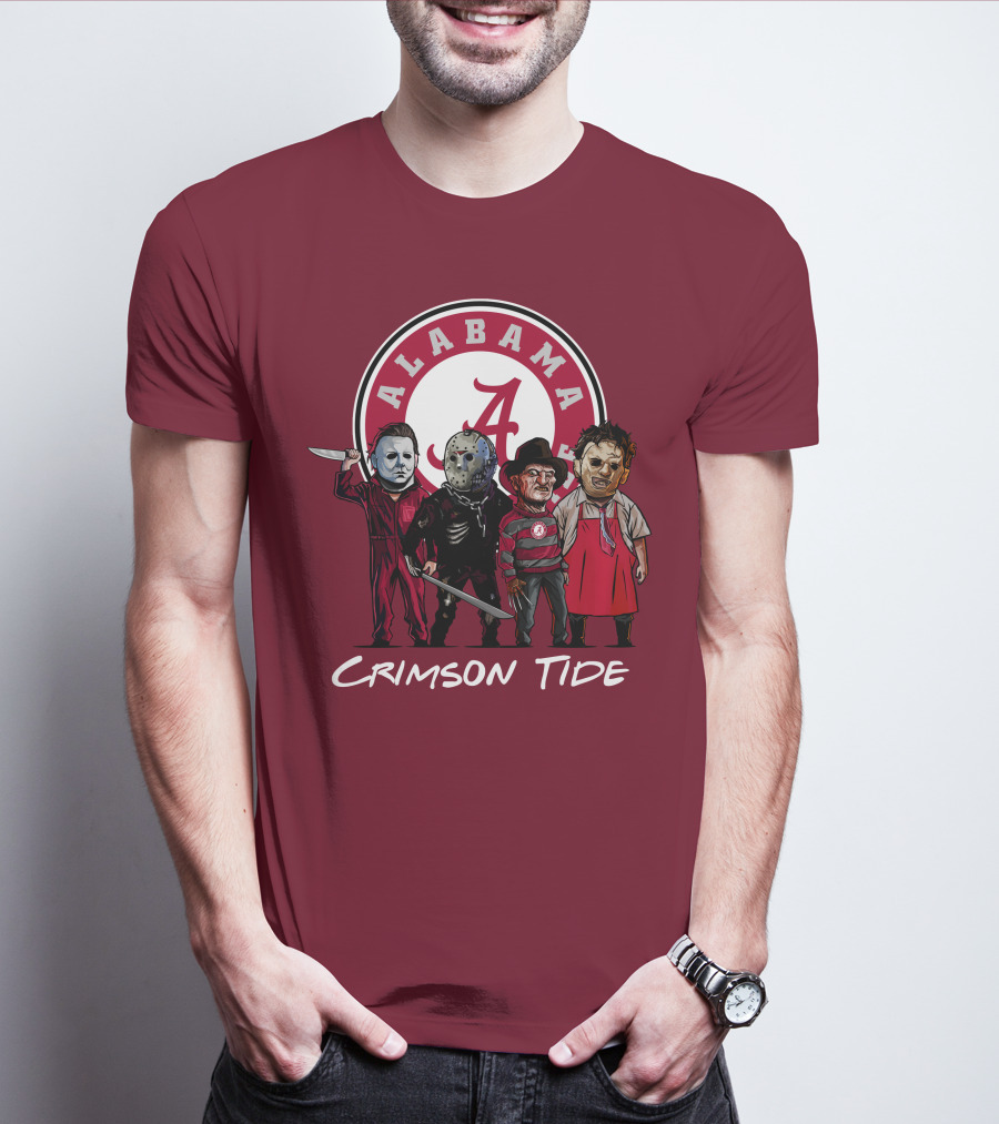 Alabama Crimson Tide Halloween The Slasher Squad Teams Freddy Jason Michael Myers T-Shirt