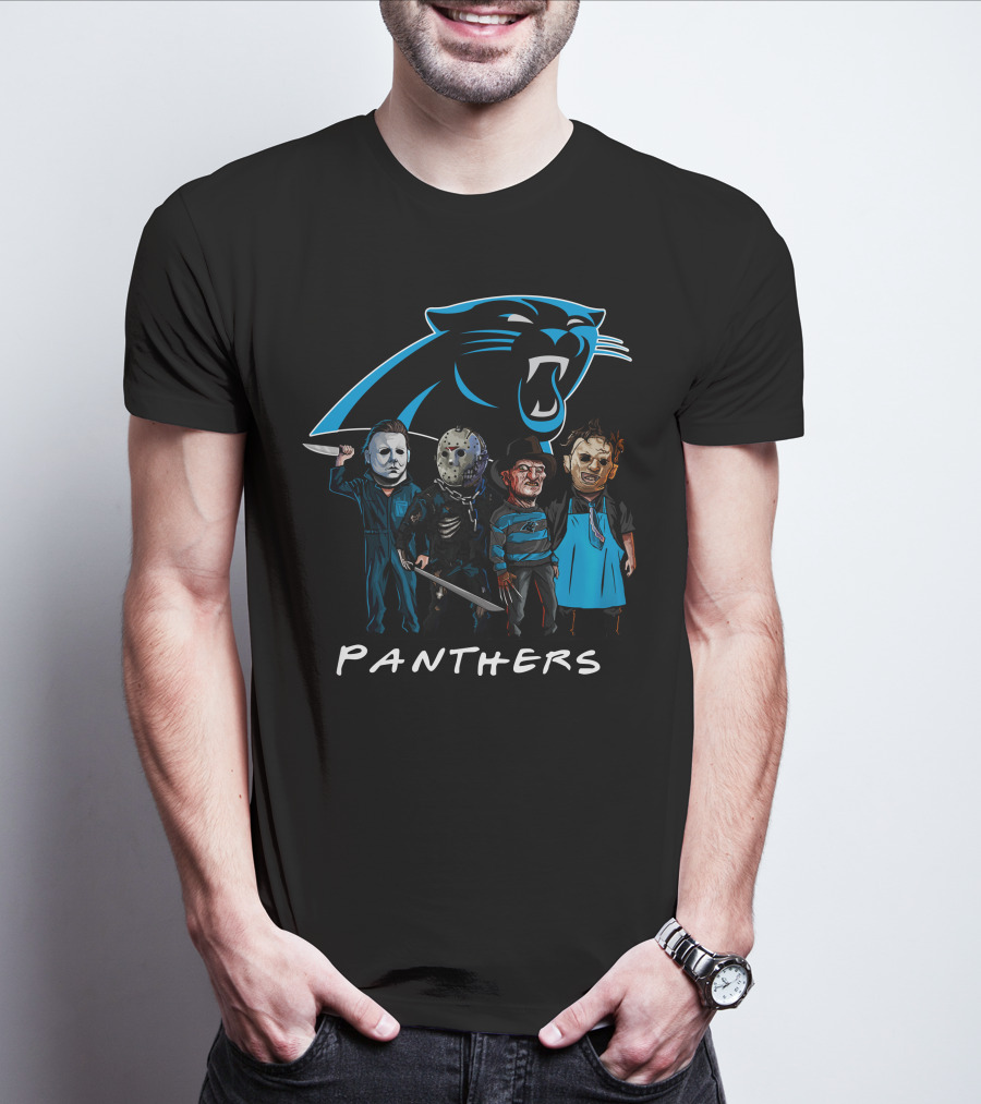Carolina Panthers Halloween Featuring Iconic Slasher Squad Team T-Shirt
