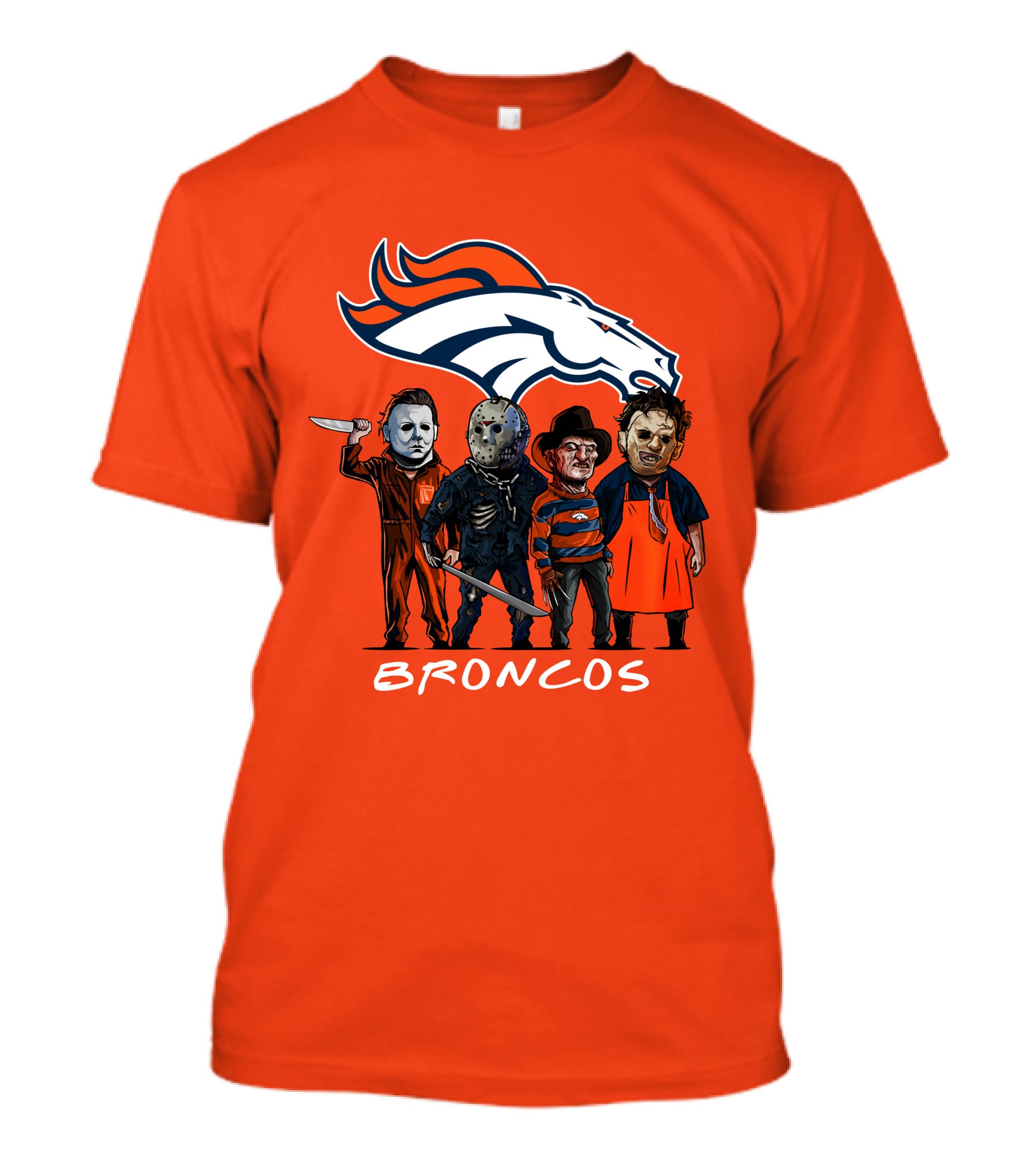 Broncos Halloween Slasher Squad Denver Team Horror Icons T-Shirt