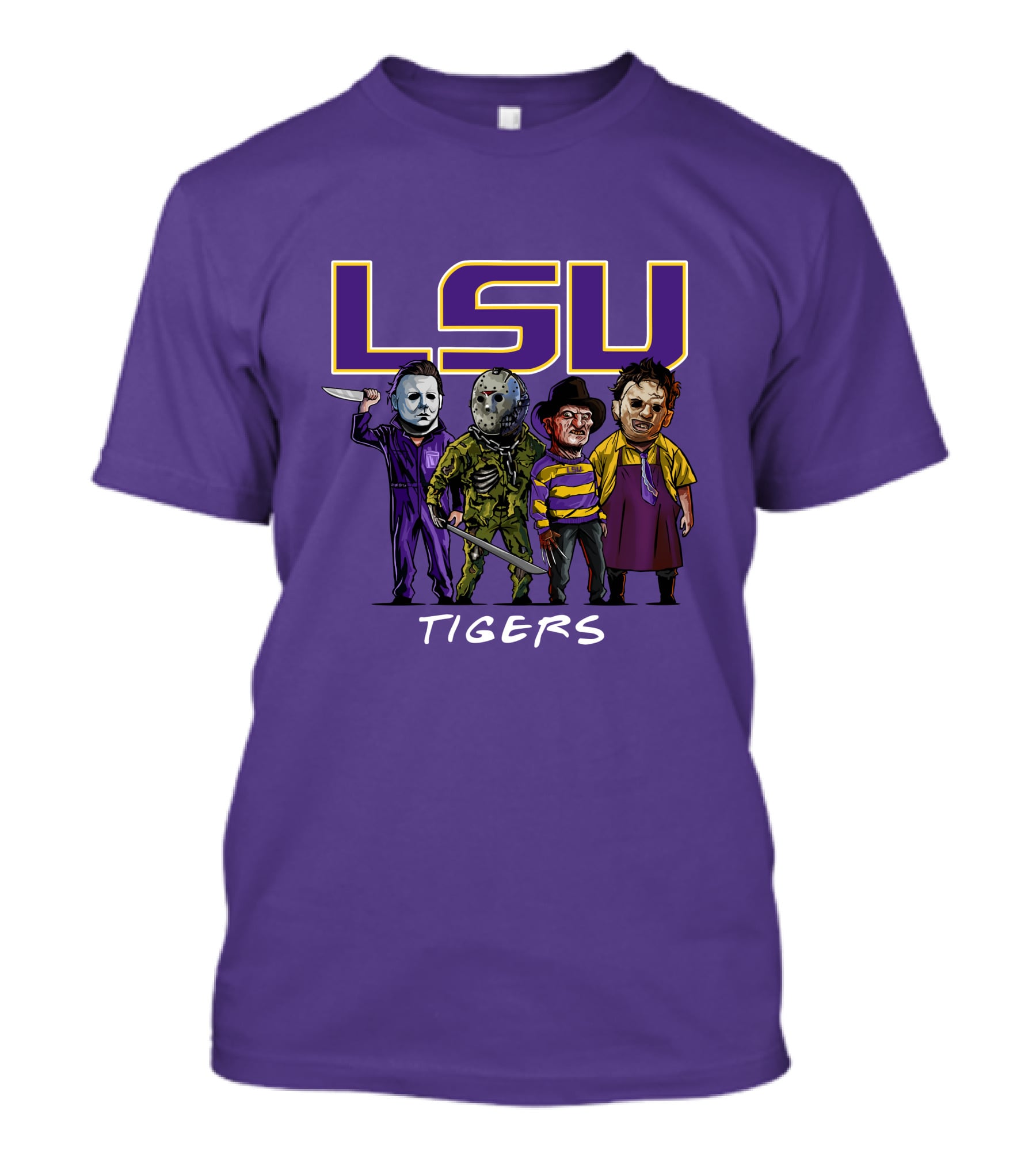 LSU Tigers Halloween The Slasher Squad Teams Horror Characters T-Shirt