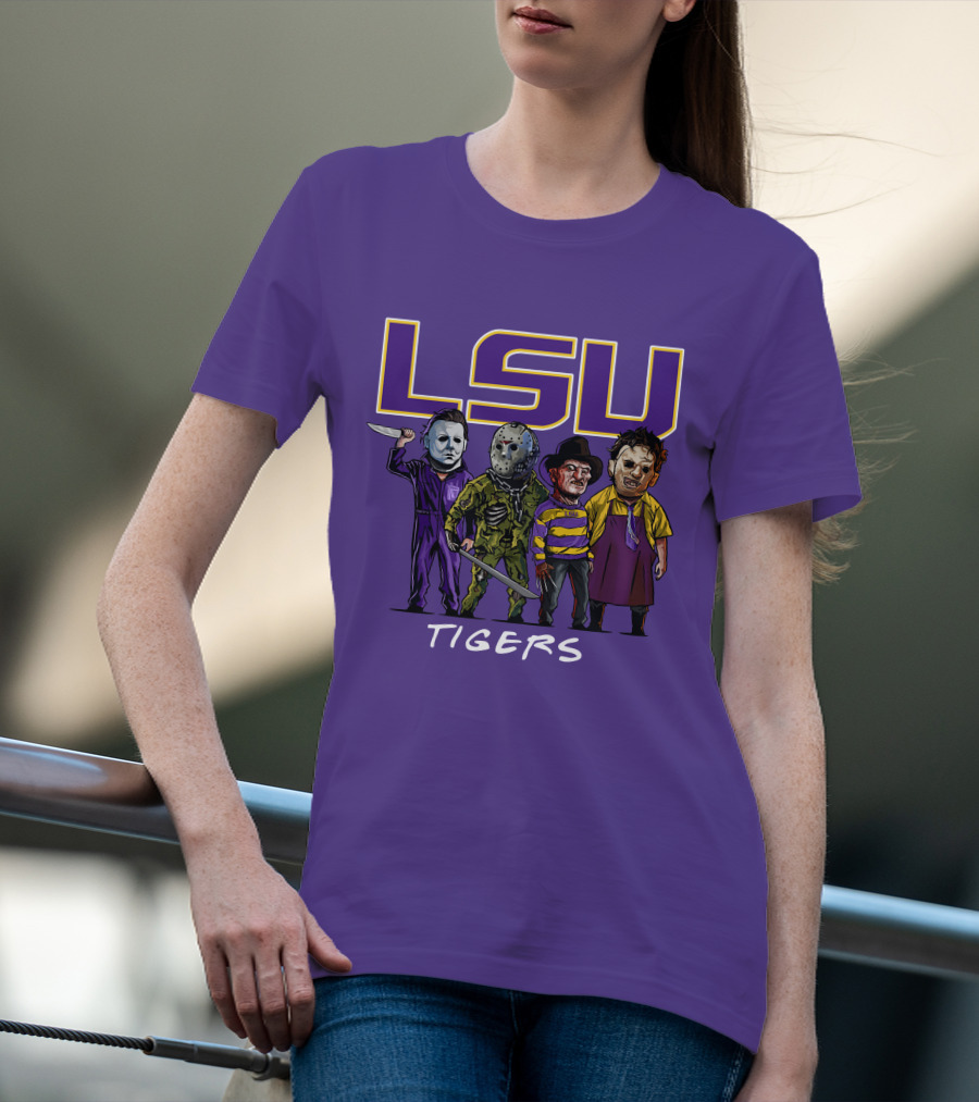 LSU Tigers Halloween The Slasher Squad Teams Horror Characters T-Shirt