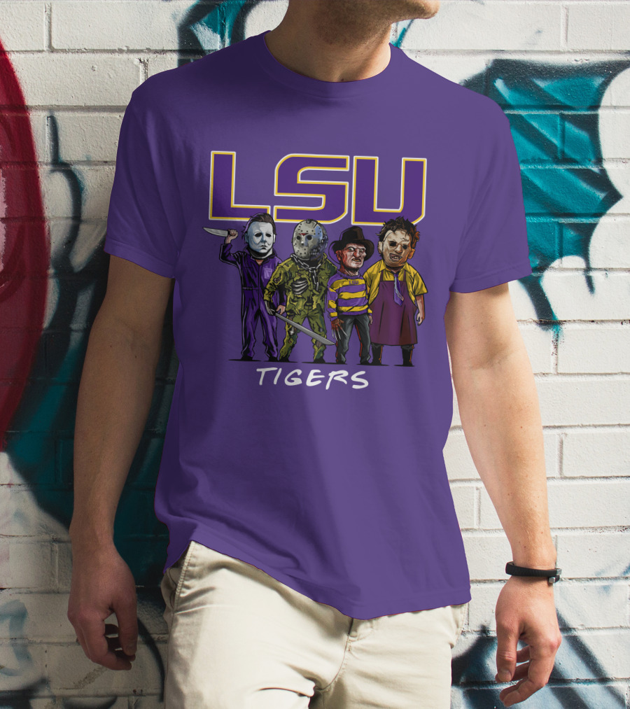 LSU Tigers Halloween The Slasher Squad Teams Horror Characters T-Shirt