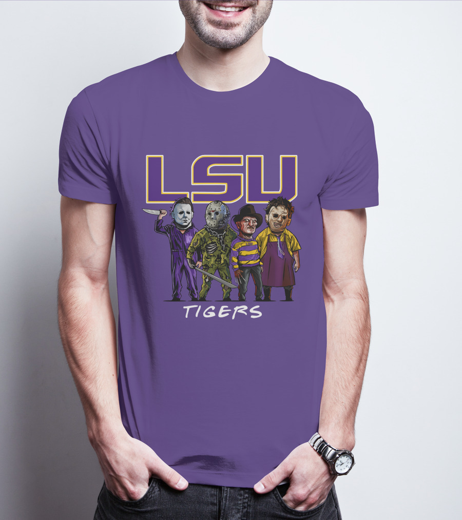 LSU Tigers Halloween The Slasher Squad Teams Horror Characters T-Shirt
