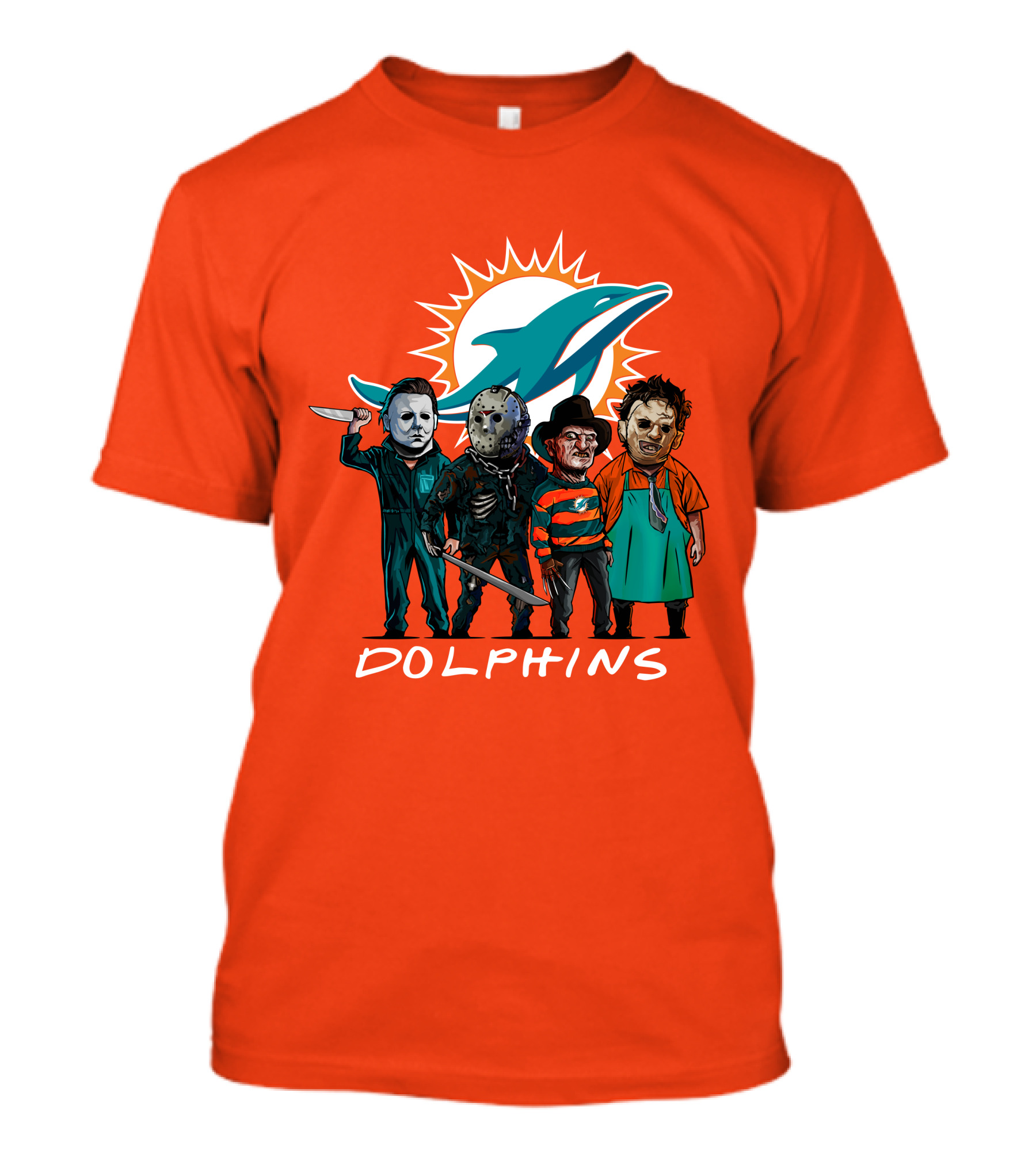 Miami Dolphins Halloween The Slasher Squad Teams Horror Characters T-Shirt