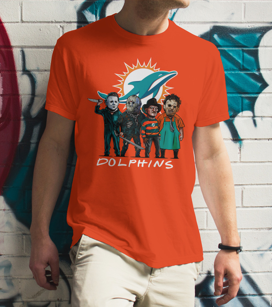 Miami Dolphins Halloween The Slasher Squad Teams Horror Characters T-Shirt