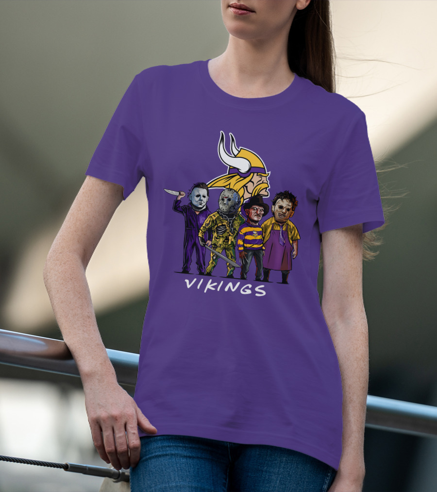 Minnesota Vikings Halloween Horror Icons Team Squad T-Shirt