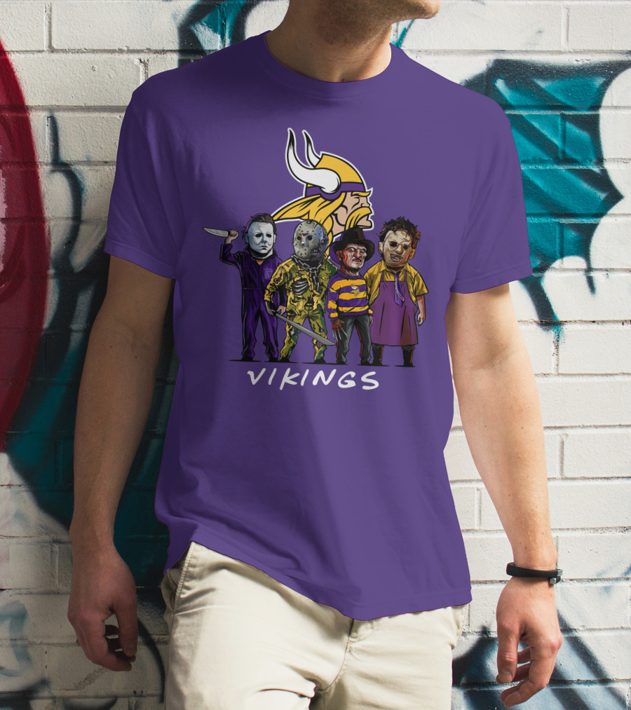 Minnesota Vikings Halloween Horror Icons Team Squad T-Shirt