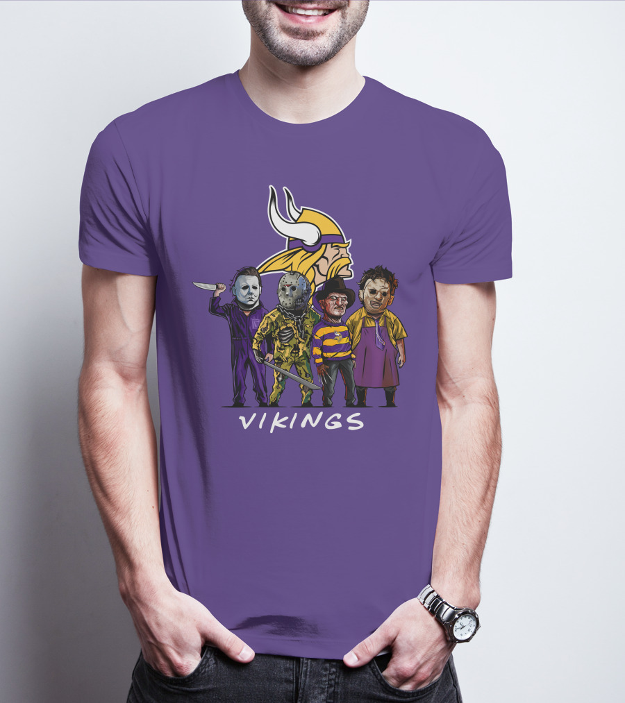 Minnesota Vikings Halloween Horror Icons Team Squad T-Shirt
