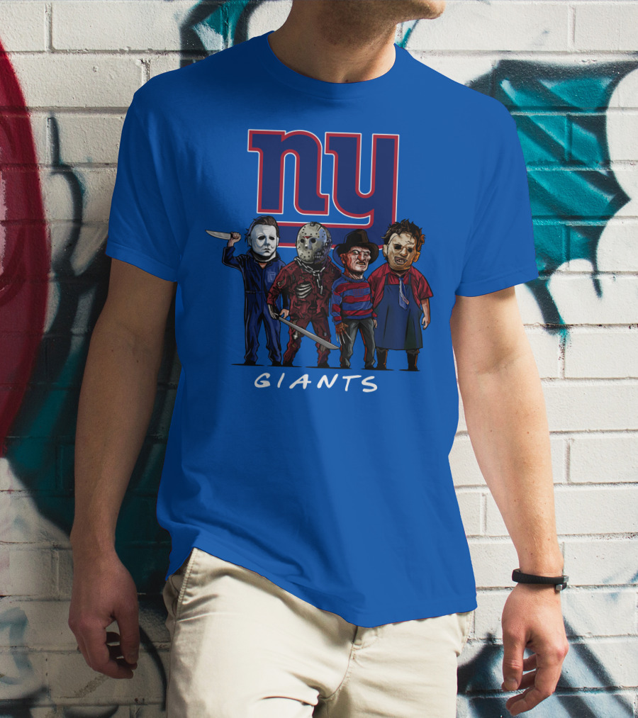 New York Giants Halloween Slasher Squad With Iconic Horror Characters T-Shirt