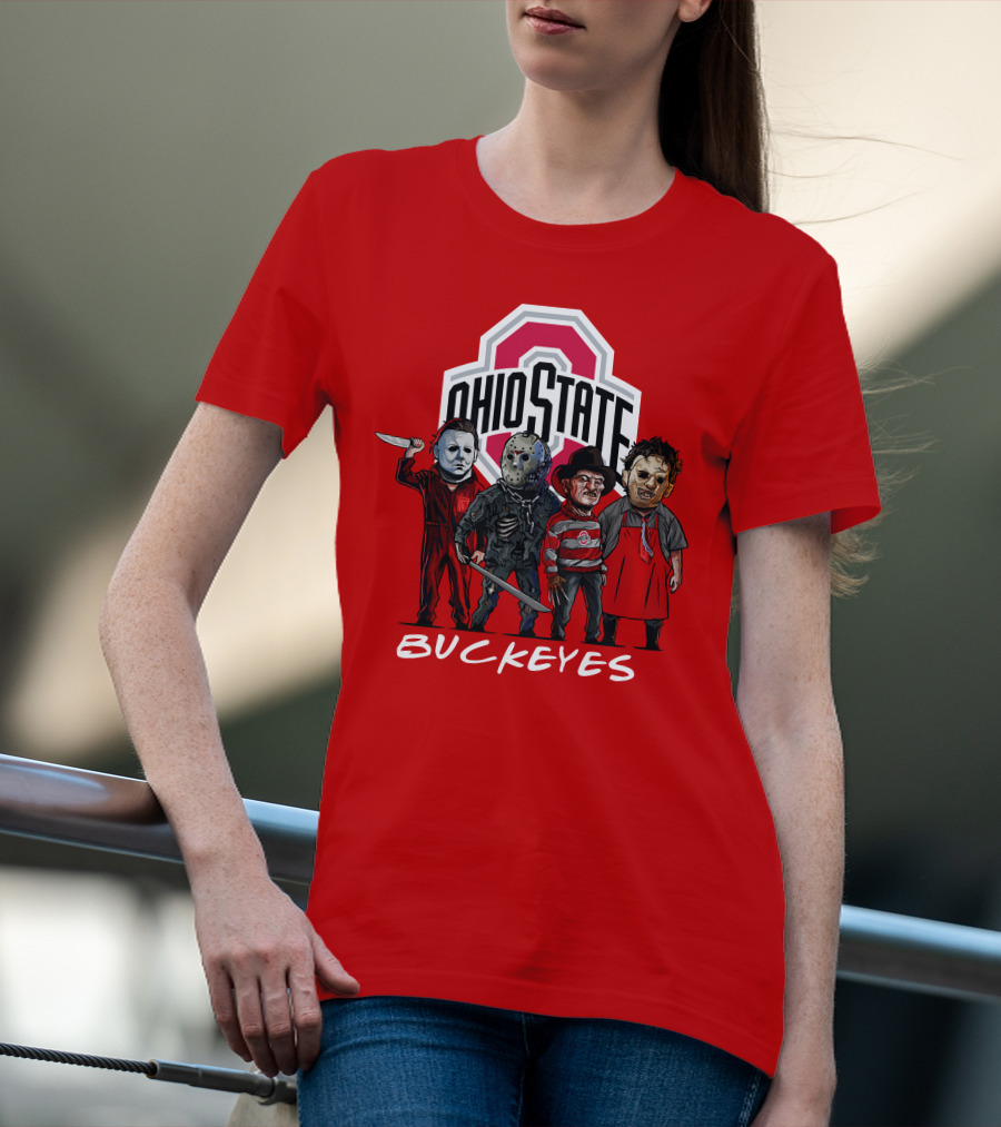 Ohio State Buckeyes Halloween The Slasher Squad Teams Horror Icons T-Shirt