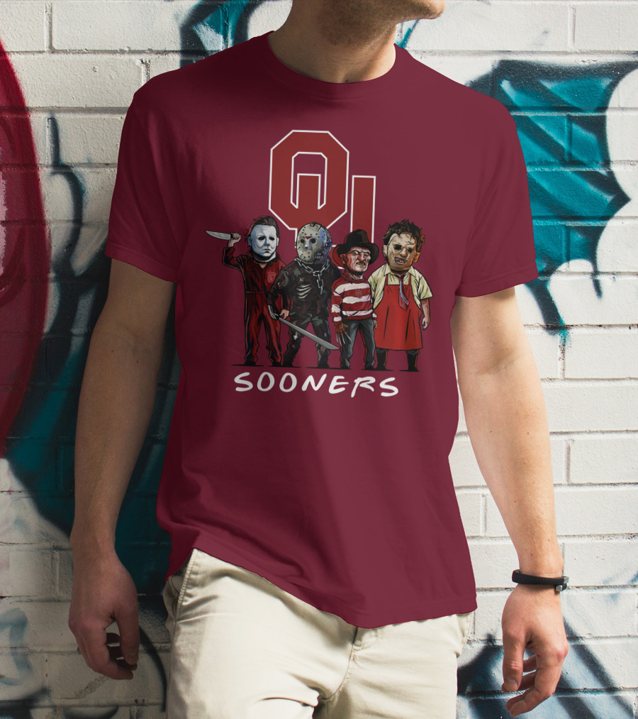 Oklahoma Sooners Halloween Slasher Squad Horror Icons T-Shirt