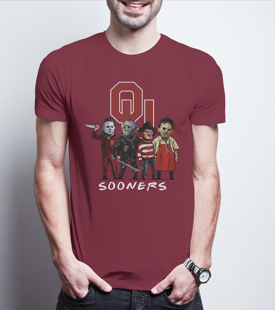 Oklahoma Sooners Halloween Slasher Squad Horror Icons T-Shirt