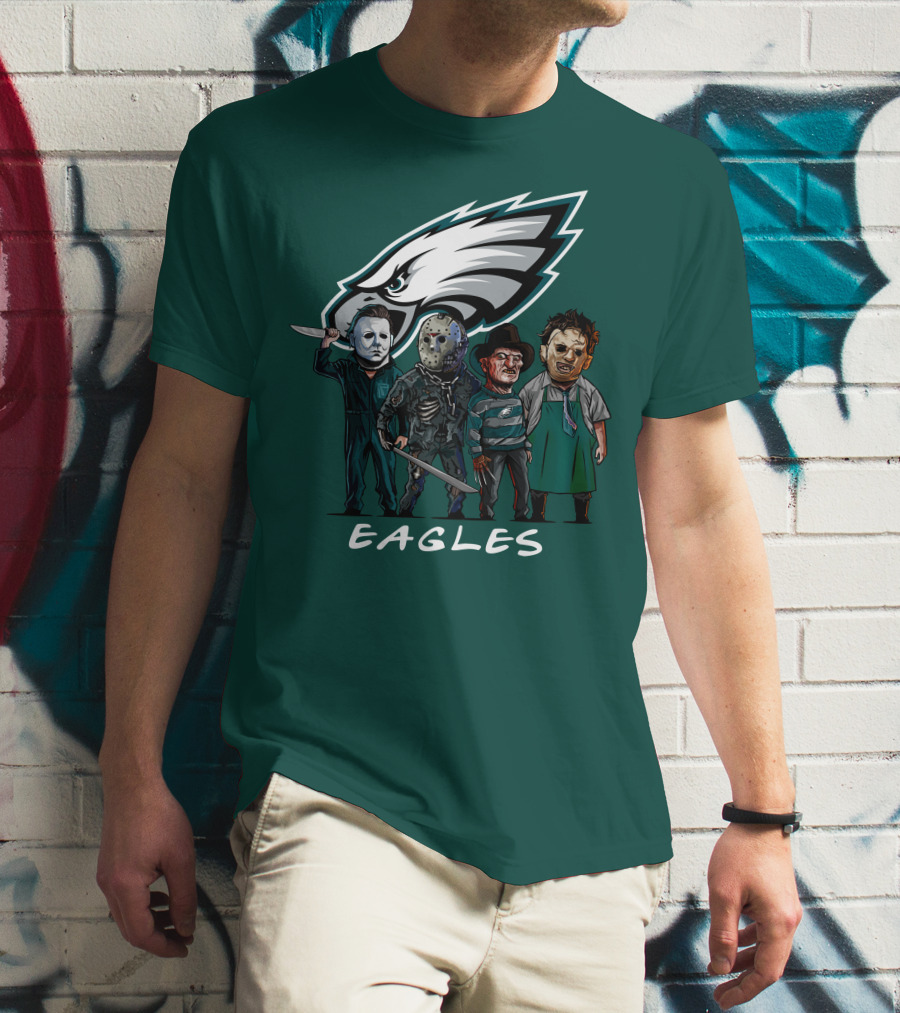 Philadelphia Eagles Halloween The Slasher Squad Horror Team Characters T-Shirt