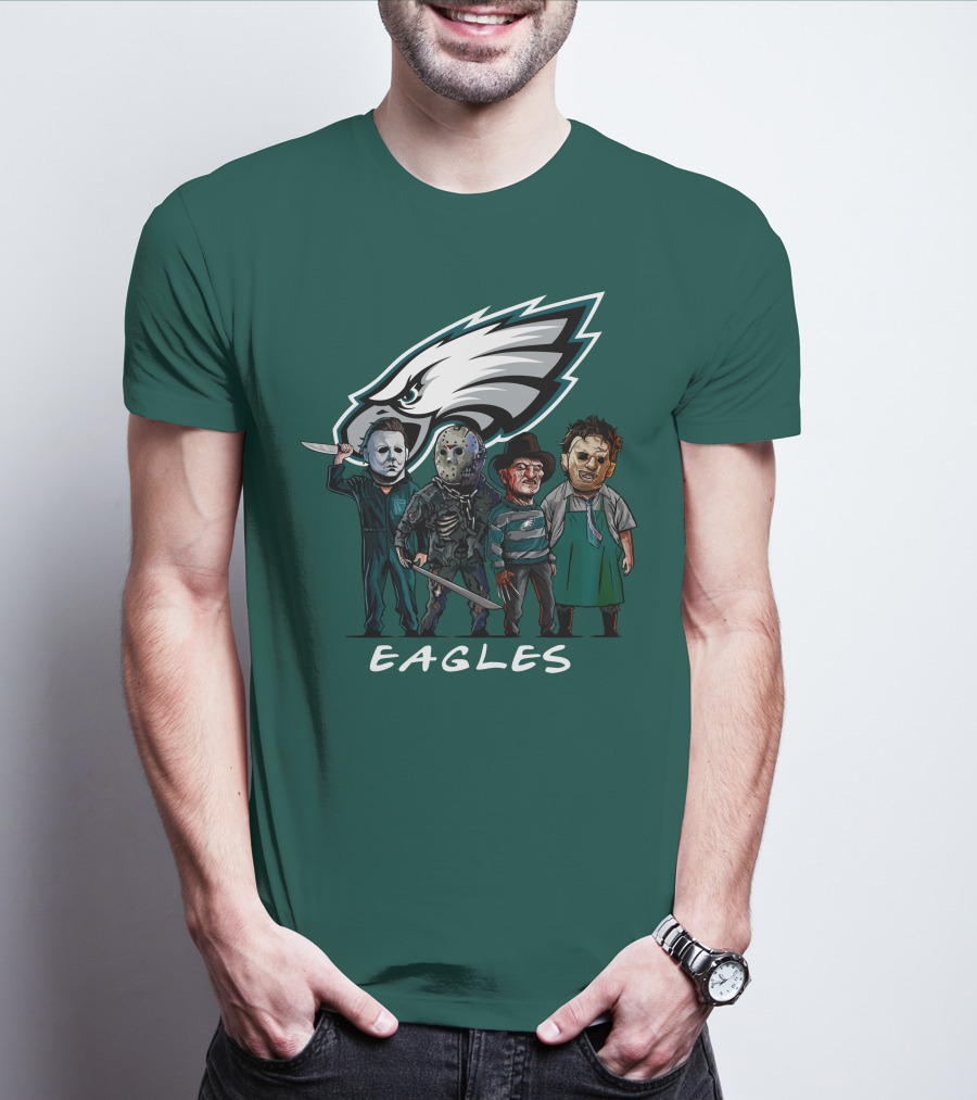 Philadelphia Eagles Halloween The Slasher Squad Horror Team Characters T-Shirt