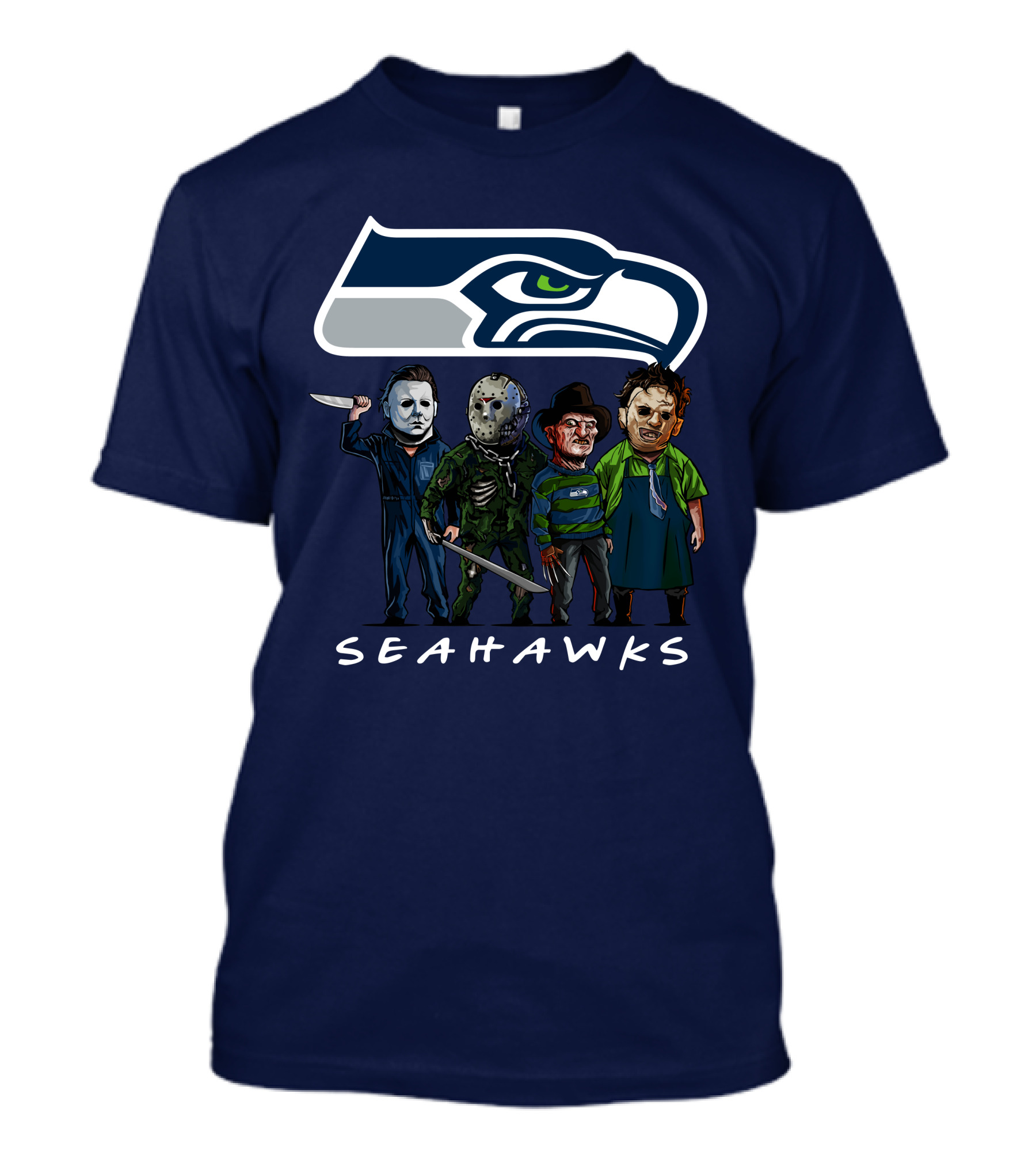 Seattle Seahawks Halloween The Slasher Squad Teams Horror Characters T-Shirt
