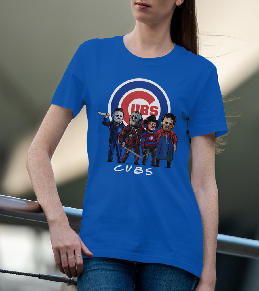 Chicago Cubs Halloween Slasher Squad Featuring Iconic Horror Characters T-Shirt
