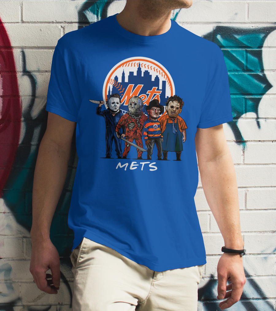 New York Mets Halloween The Slasher Squad Mets Team Characters T-Shirt
