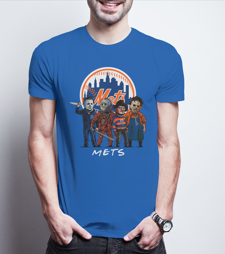New York Mets Halloween The Slasher Squad Mets Team Characters T-Shirt