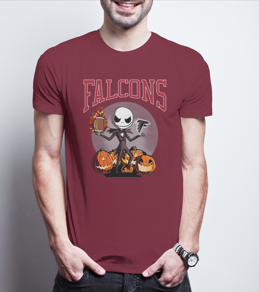 Falcons Halloween Jack Skellington Atlanta Football Pumpkin T-Shirt
