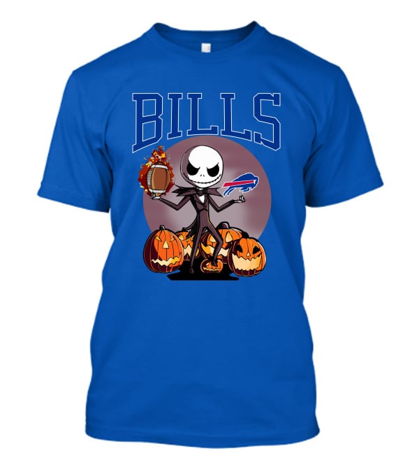 Buffalo Bills Jack Skellington Halloween Football Pumpkins T-Shirt