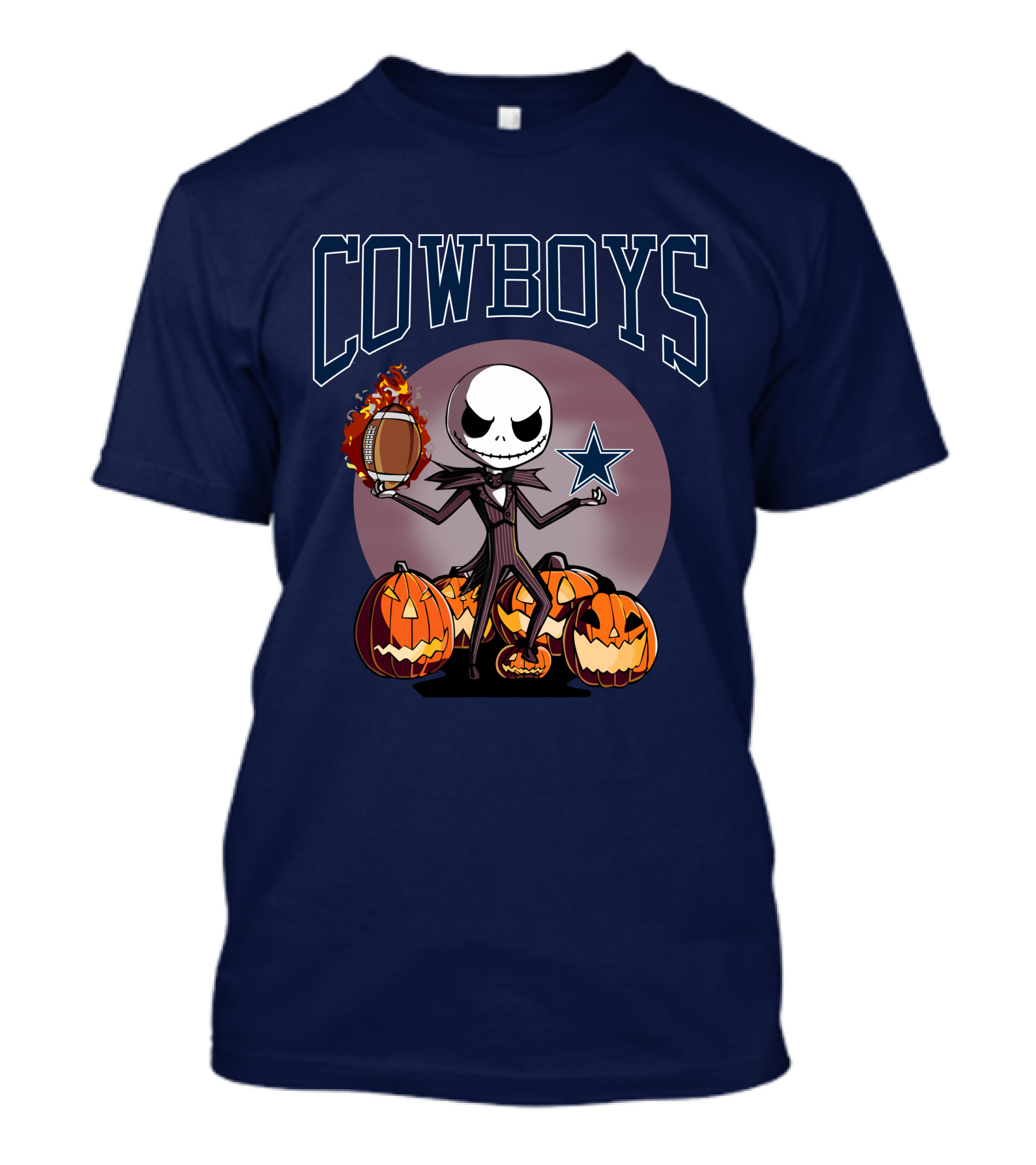 Cowboys Jack Skellington Halloween Football Pumpkins T-Shirt