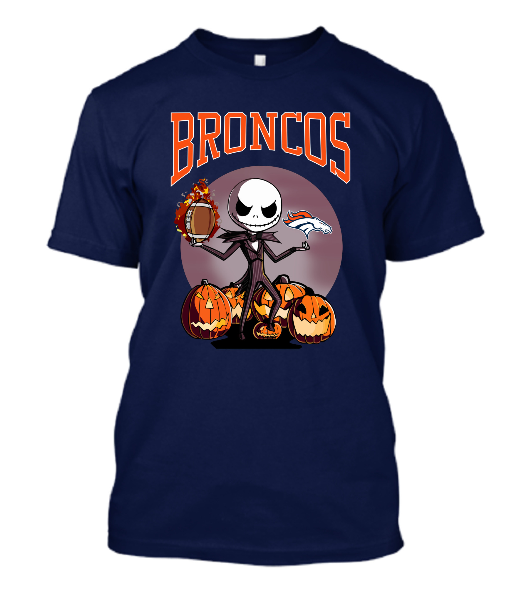 Broncos Jack Skellington Halloween Denver Football Pumpkins T-Shirt