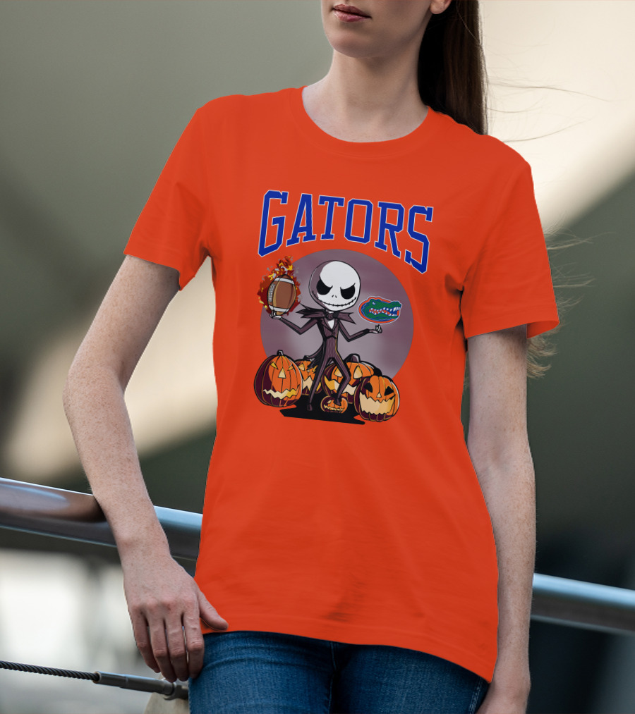 Gators Jack Skellington Florida Halloween Football Pumpkins T-Shirt