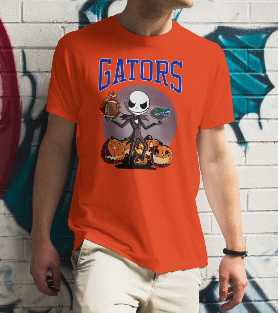 Gators Jack Skellington Florida Halloween Football Pumpkins T-Shirt